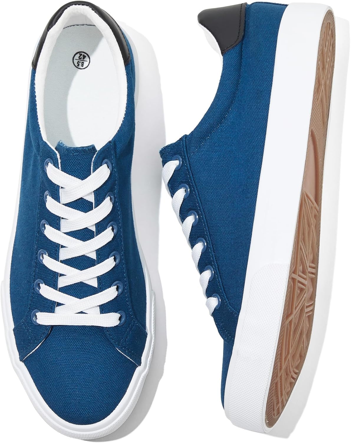 Mens White Canvas Shoes Fashion Low Top Canvas Sneakers Casual Tennis Shoes Lace-Up Walking Shoes for Men