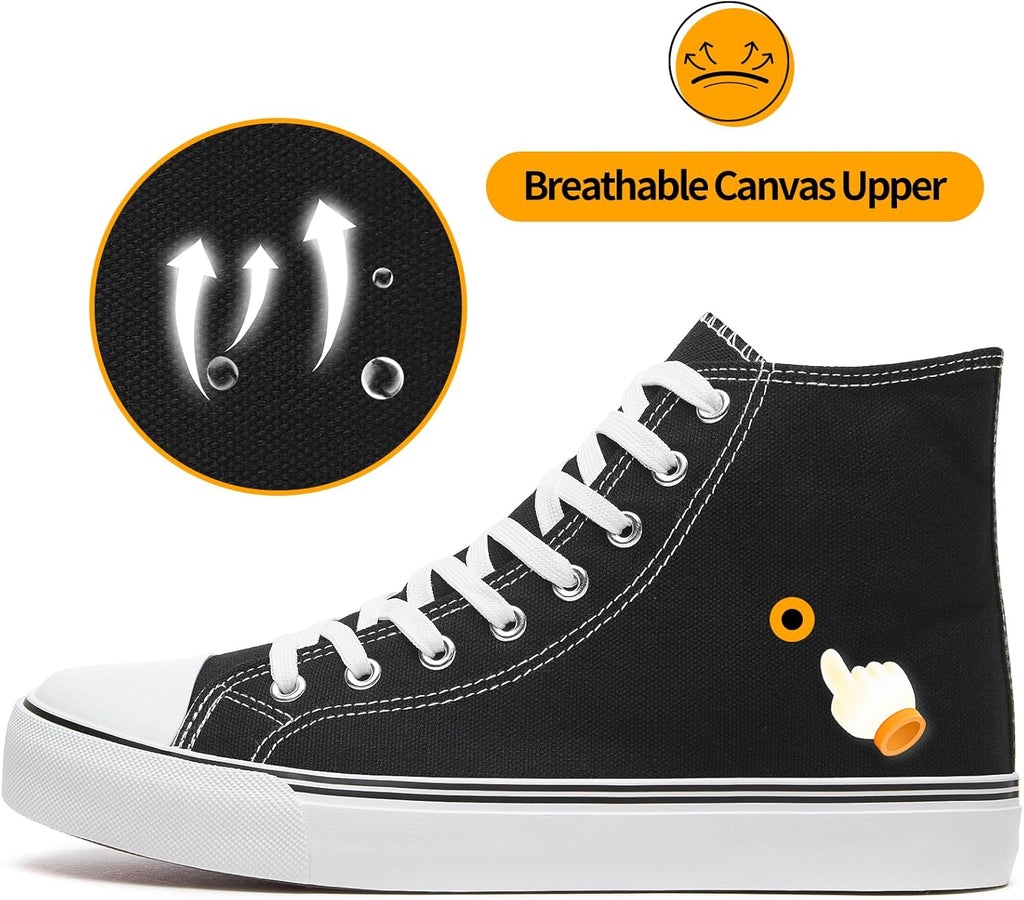 Men's High Top Canvas Sneakers Lace Up Classic Casual Walking Shoes